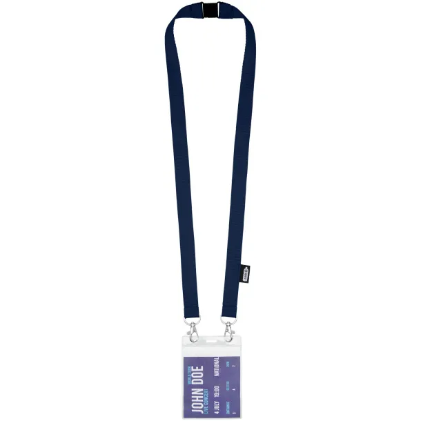 Adam recycled PET lanyard with two hooks - Bullet Navy