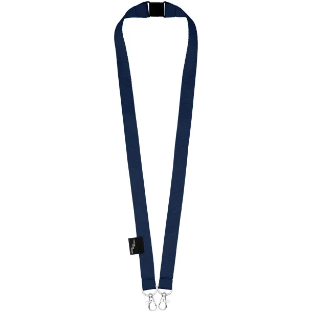 Adam recycled PET lanyard with two hooks - Bullet Navy
