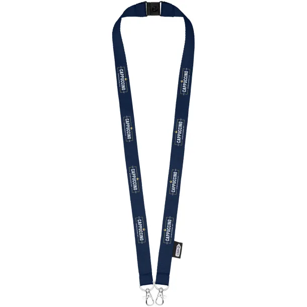 Adam recycled PET lanyard with two hooks - Bullet Navy
