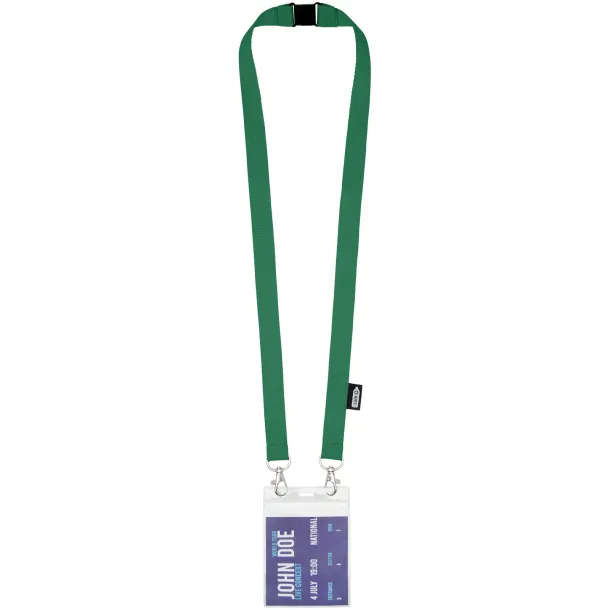 Adam recycled PET lanyard with two hooks - Bullet Green
