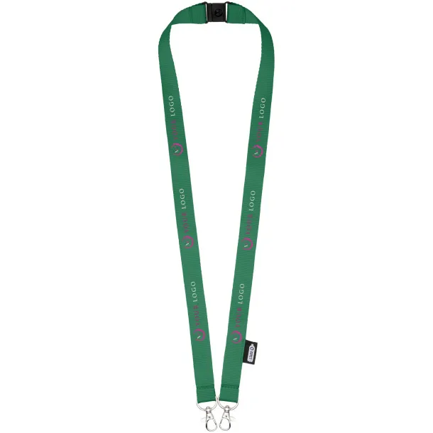 Adam recycled PET lanyard with two hooks - Bullet Green