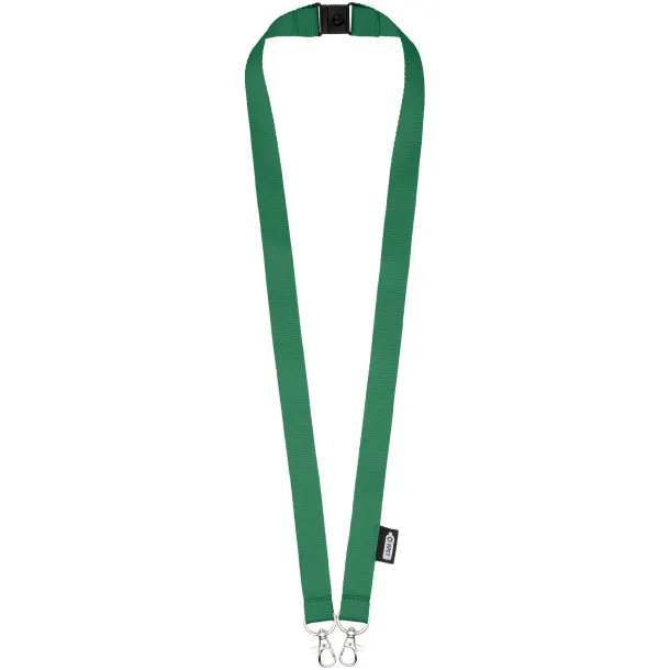 Adam recycled PET lanyard with two hooks - Bullet Green