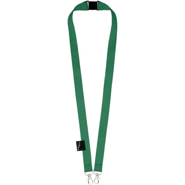 Adam recycled PET lanyard with two hooks - Bullet Green