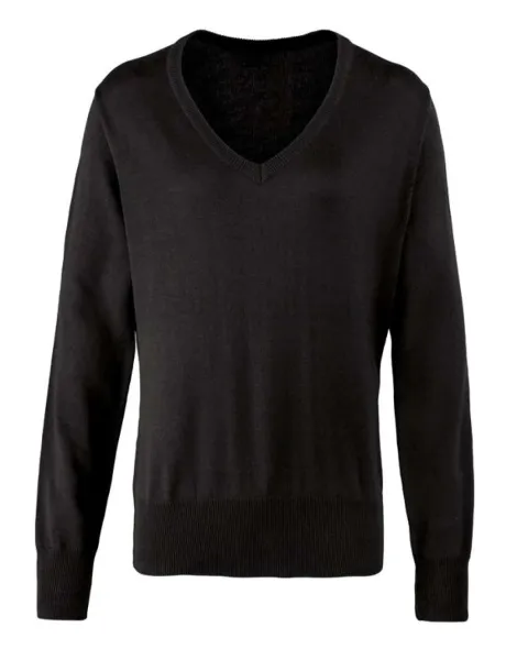  WOMEN'S KNITTED V-NECK SWEATER - Premier Black