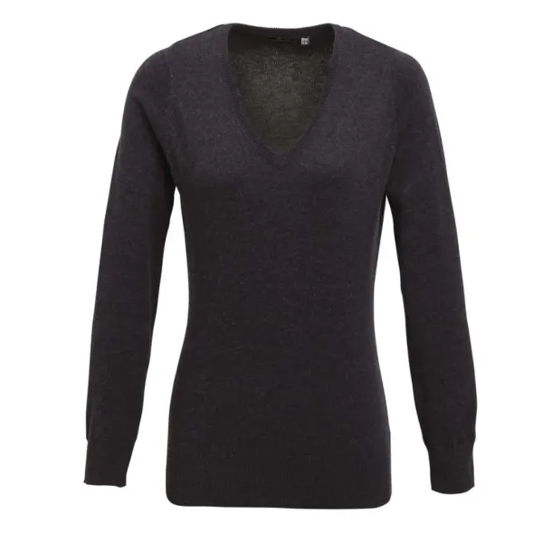  WOMEN'S KNITTED V-NECK SWEATER - Premier Titanium