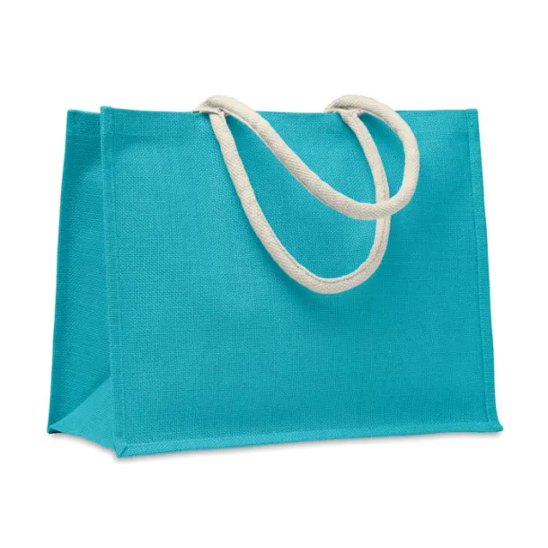 AURA Jute bag with cotton handle Turquoise