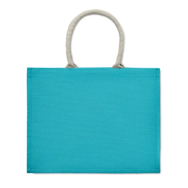 AURA Jute bag with cotton handle Turquoise