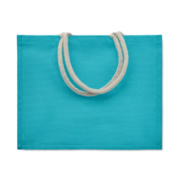 AURA Jute bag with cotton handle Turquoise