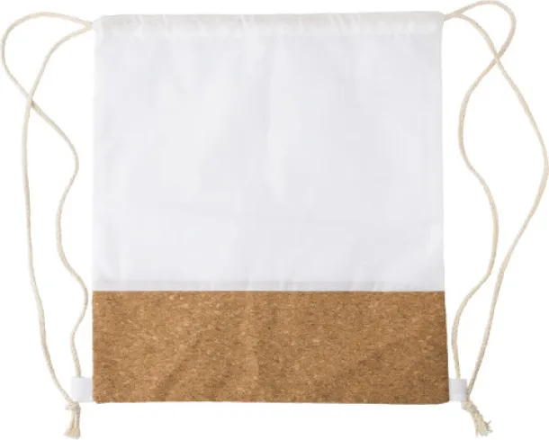 Elodie rPET and cork drawstring backpack  white