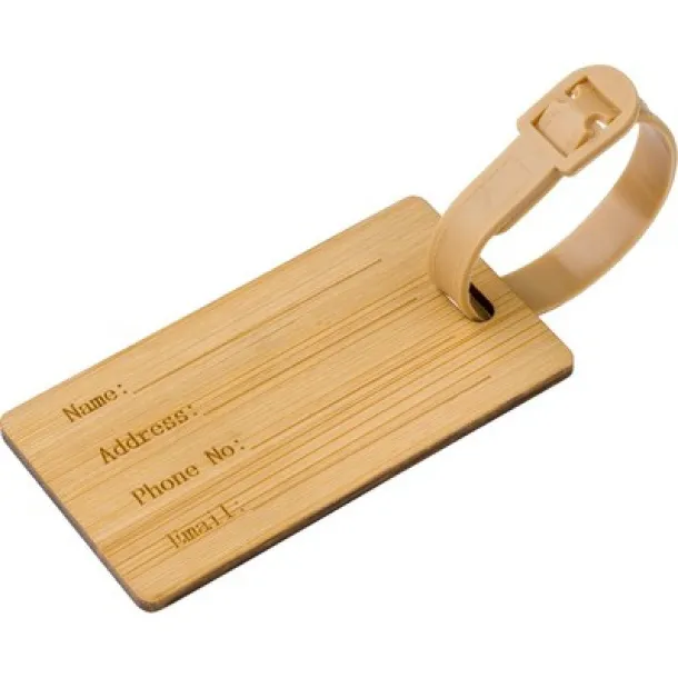  Bamboo luggage tag brown