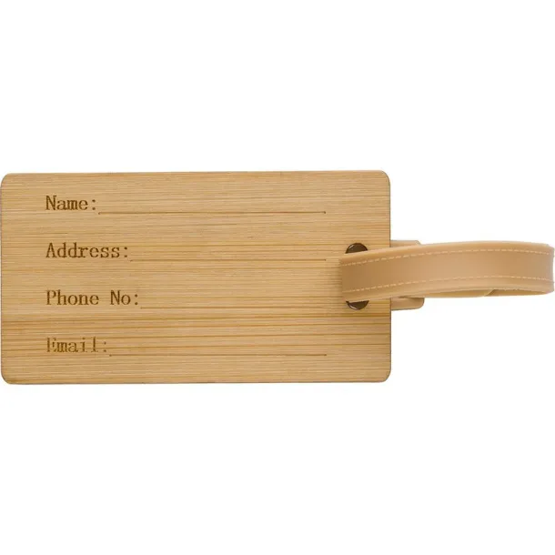  Bamboo luggage tag brown