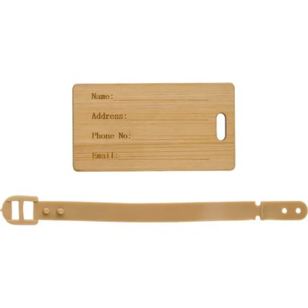  Bamboo luggage tag brown