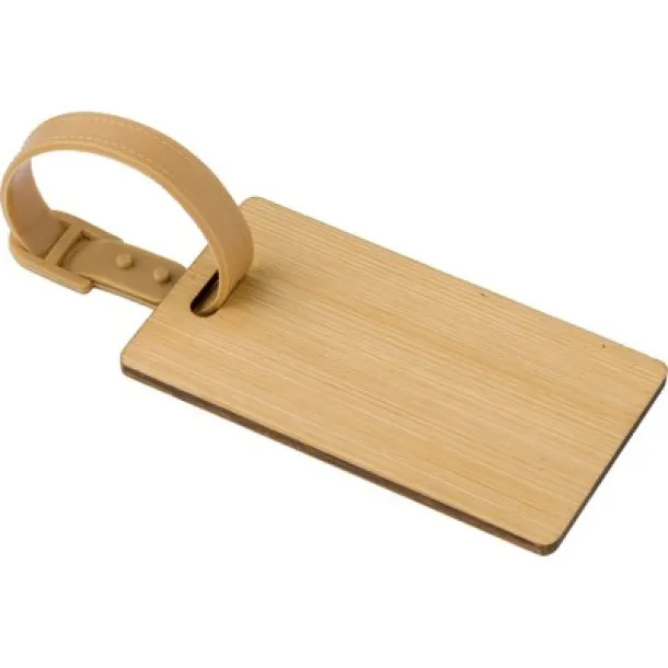  Bamboo luggage tag brown