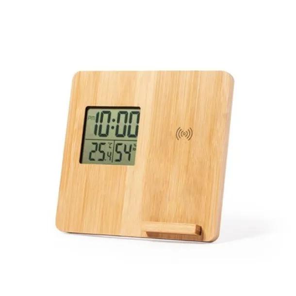  Bamboo wireless charger 10W, weather station light brown