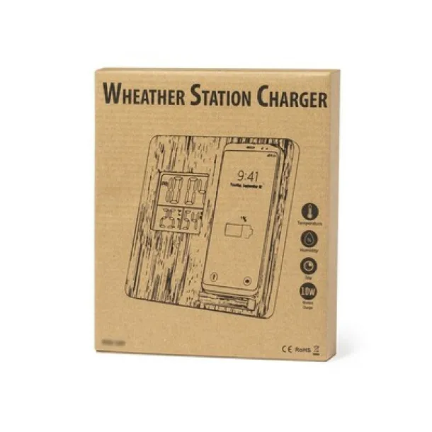  Bamboo wireless charger 10W, weather station light brown