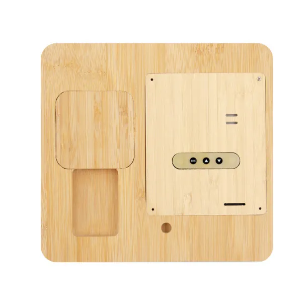  Bamboo wireless charger 10W, weather station light brown