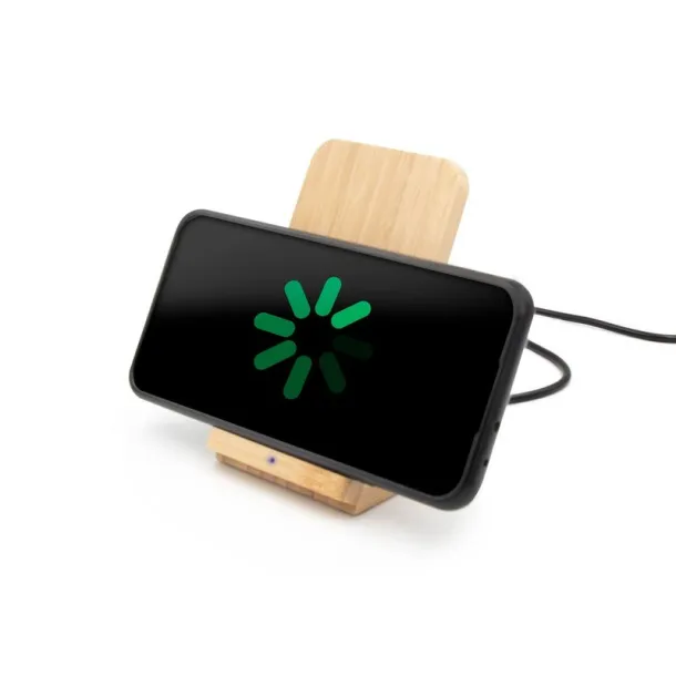  B'RIGHT bežični punjač od bambusa 10W, stalak za mobitel wood