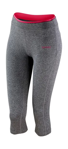  Fitness ženske capri hlače - Spiro Sport Grey Marl Hot Coral