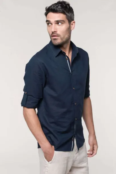  MEN'S LONG SLEEVE LINEN AND COTTON SHIRT - Kariban Navy