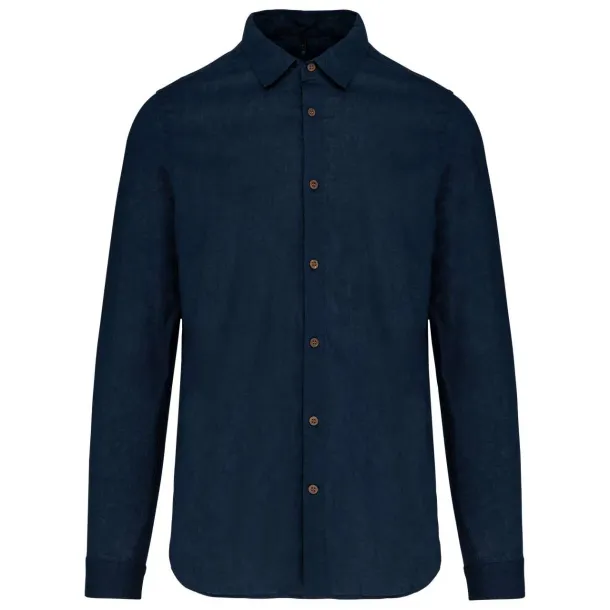  MEN'S LONG SLEEVE LINEN AND COTTON SHIRT - Kariban Navy