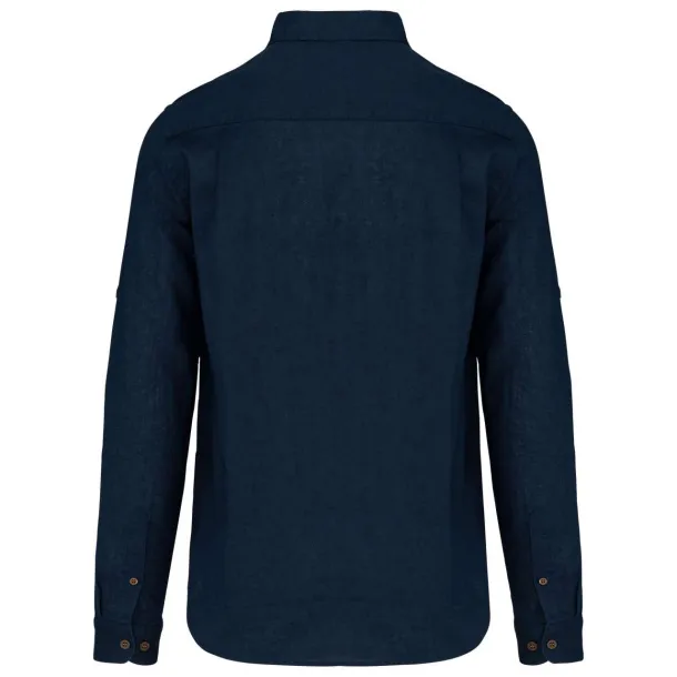  MEN'S LONG SLEEVE LINEN AND COTTON SHIRT - Kariban Navy