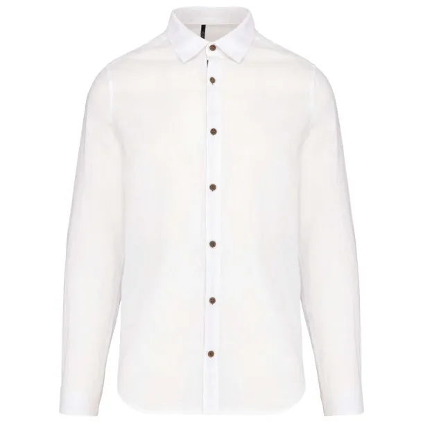  MEN'S LONG SLEEVE LINEN AND COTTON SHIRT - Kariban White