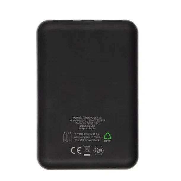  RPET prijenosna baterija 5000 mAh black