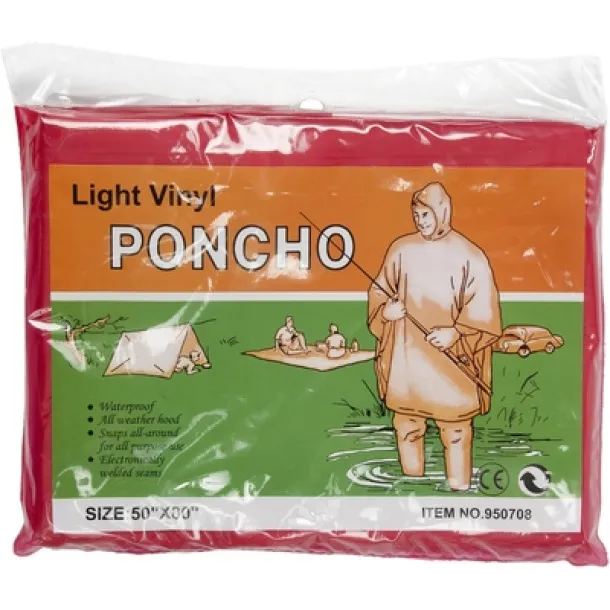  Pončo s kapuljačom red