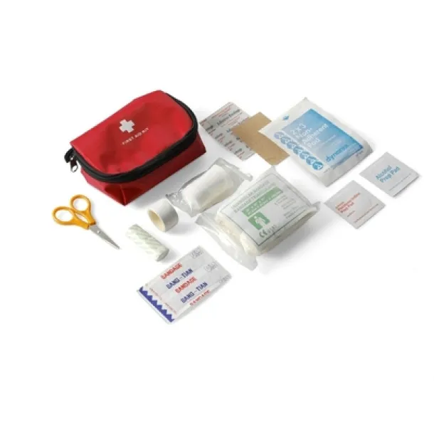  First aid kit in pouch, 16 pcs red