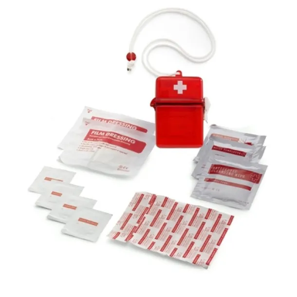  First aid kit in waterproof case, 14 pcs red