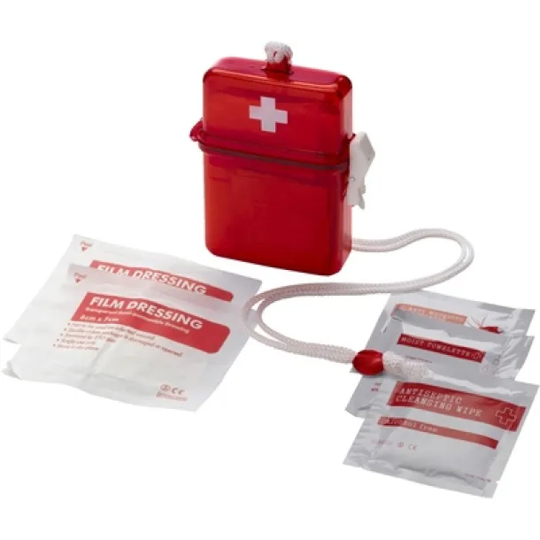  First aid kit in waterproof case, 14 pcs red