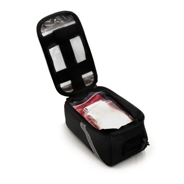  Bicycle bag with accessories, repair kit, first aid kit, poncho Crna