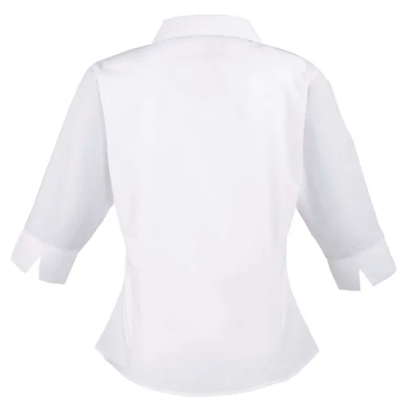  WOMEN'S POPLIN 3/4 SLEEVE BLOUSE - Premier White