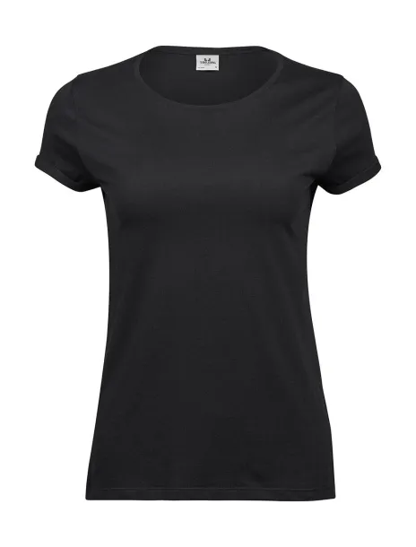 Ženska kratka majica s podvrnutim rukavima, 160 g/m² - Tee Jays Crna