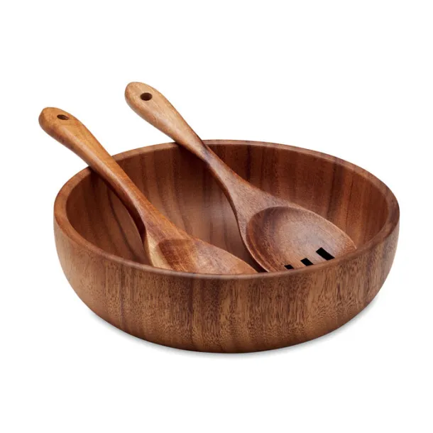 RUCCO Salad bowl set with utensils Wood
