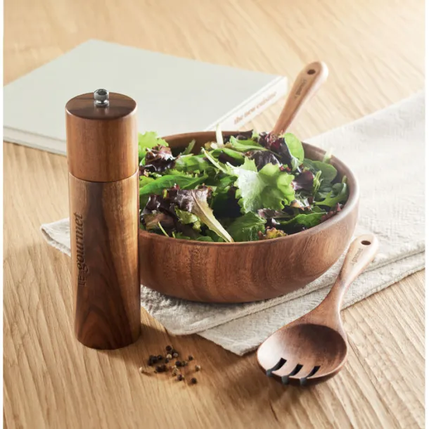 RUCCO Salad bowl set with utensils Wood