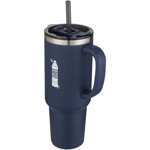 Sydney 1200 ml double wall RCS certified copper vacuum insulated tumbler with straw Navy Blue