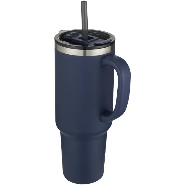 Sydney 1200 ml double wall RCS certified copper vacuum insulated tumbler with straw Navy Blue