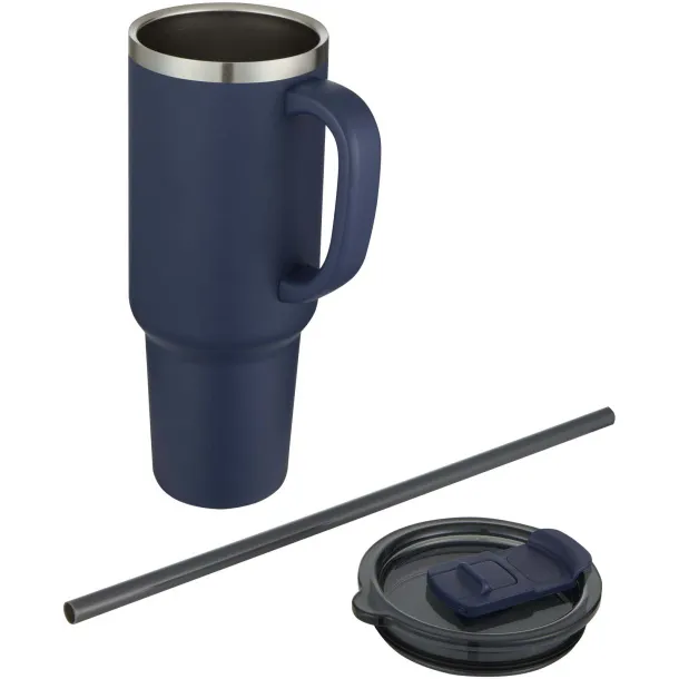 Sydney 1200 ml double wall RCS certified copper vacuum insulated tumbler with straw Navy Blue