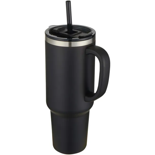 Sydney dvostruko izolirana termos čaša s RCS certificiranom bakrenom vakuumskom izolacijom i slamkom, 1200 ml Solid black
