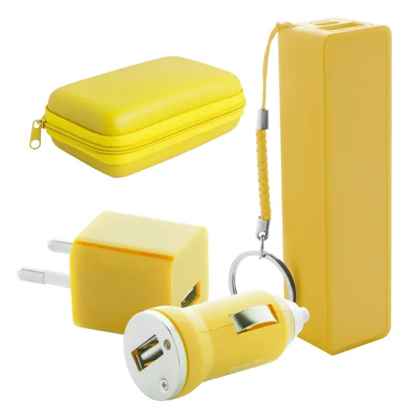 Rebex USB charger and power bank set Yellow
