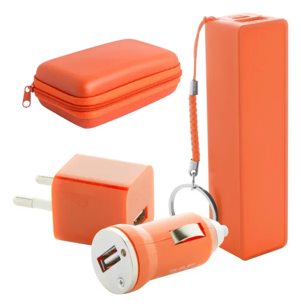 Rebex USB charger and power bank set Orange