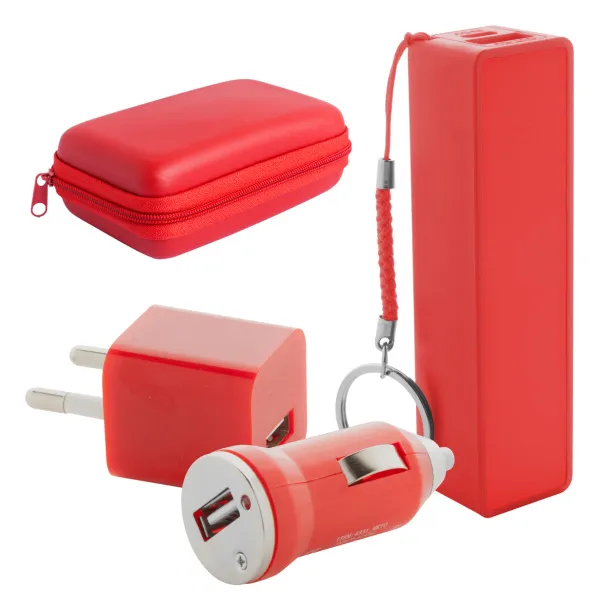 Rebex USB charger and power bank set Red