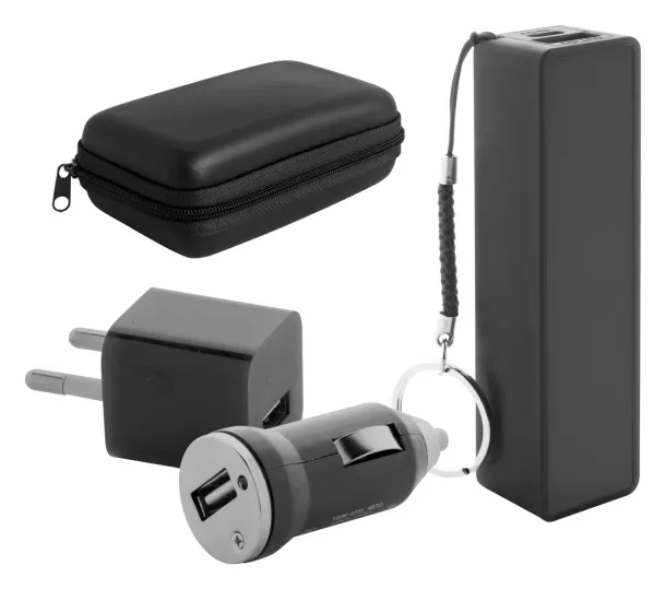 Rebex USB charger and power bank set Black