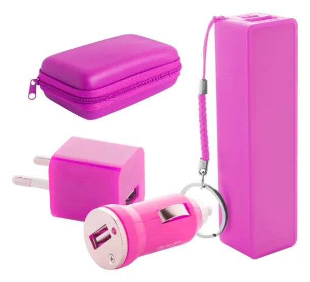 Rebex USB charger and power bank set Pink