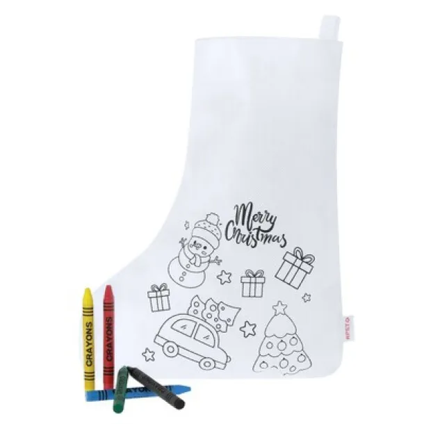  Christmas sock for colouring, Christmas pattern, crayons Bijela