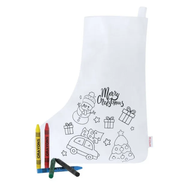  Christmas sock for colouring, Christmas pattern, crayons Bijela