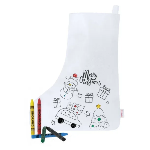  Christmas sock for colouring, Christmas pattern, crayons Bijela