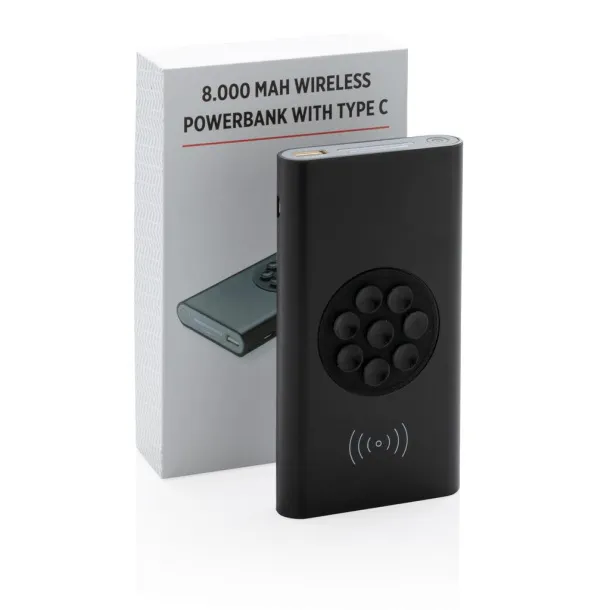  8.000 mAh wireless 5W powerbank with type C Black
