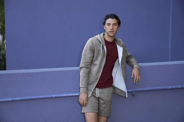  UNISEX MOCK TWIST HOODED ZIP SWEATSHIRT - American Apparel Peppered Lapis